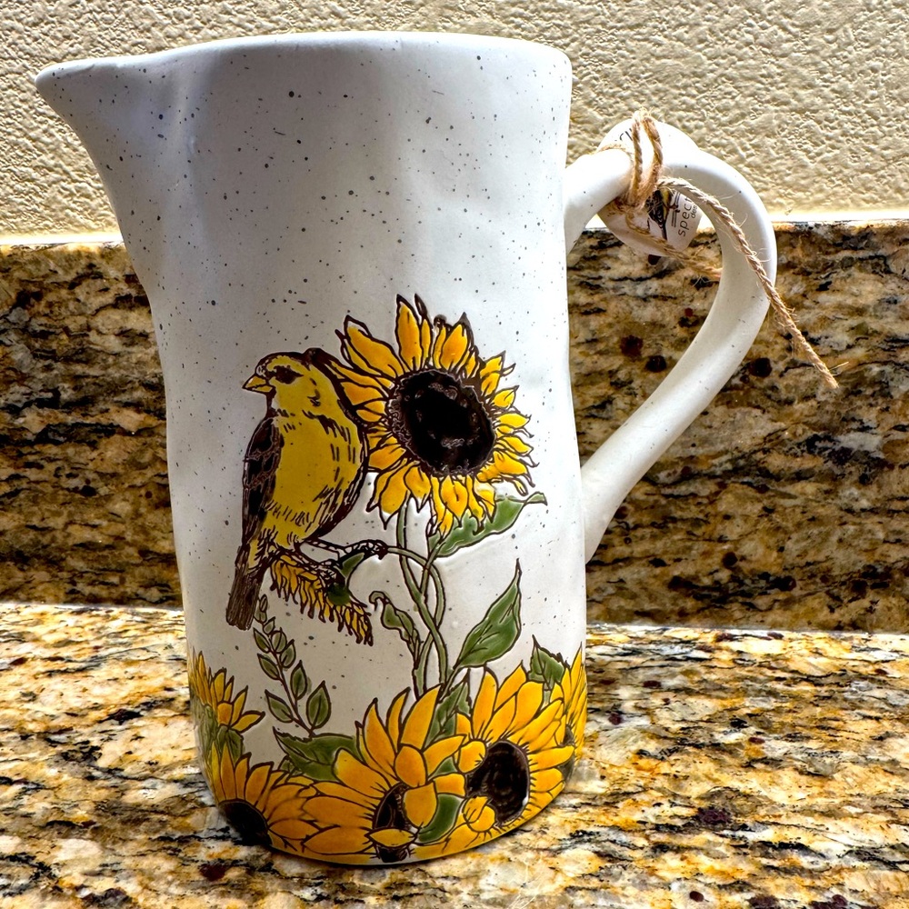 Goldfinch Sunflower Pitcher by Spectrum